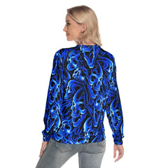 Blue Screaming Skull Slim Round Neck Sweatshirt - Wonder Skull