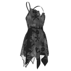 Skull Gray Gothic All-Over Print Women's Slip Dress - Wonder Skull