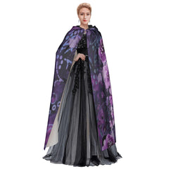 Purple Skull With Flowers Unisex Hooded Cloak - Wonder Skull