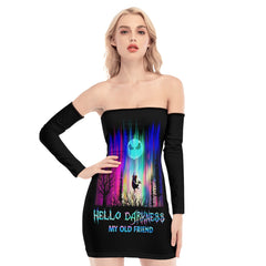 Hello Darkness my old Friend Off-shoulder Back Lace-up Dress