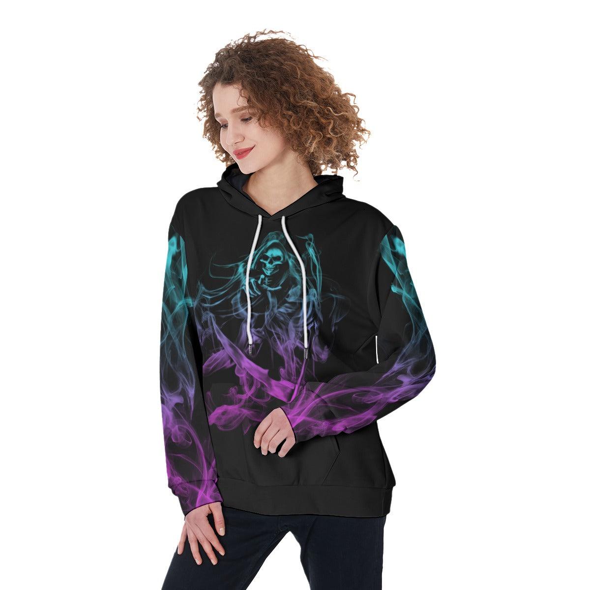 Warning Kinda Crazy Little Bit Mouthy Funny Hoodie For Women - Wonder Skull