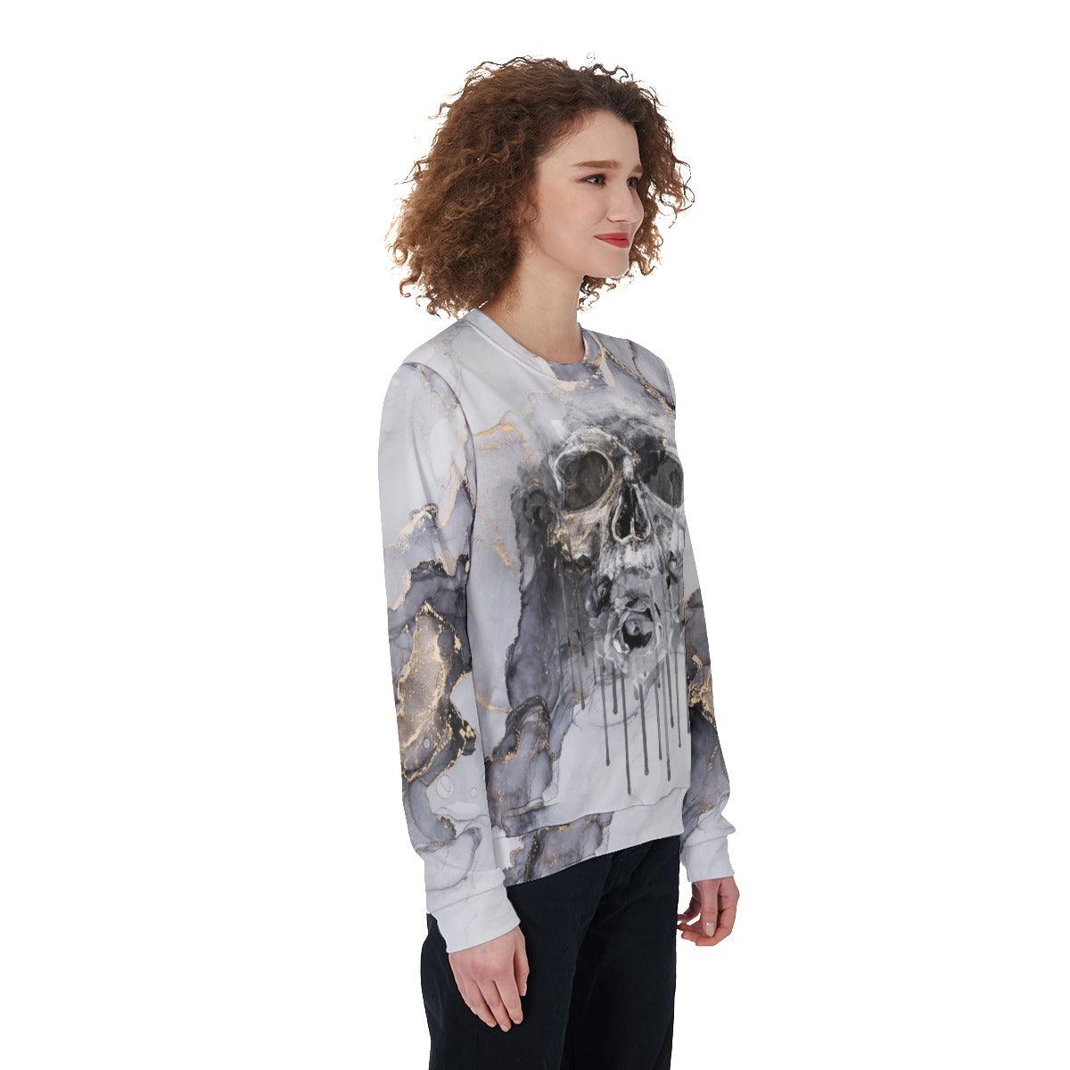 Abstract Marble Skull Heavy Fleece Sweatshirt - Wonder Skull