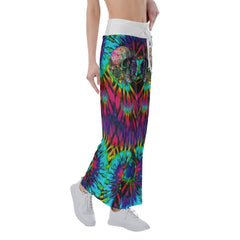 Solid Tiedye Skull High-waisted Wide Leg Pants - Wonder Skull