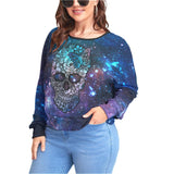 Galaxy Butterfly Skull Backless Sweatshirt With Bat Sleeve - Wonder Skull