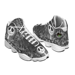 Nightmare Tiedye Gray Women's Curved Basketball Shoes Sneaker - Wonder Skull