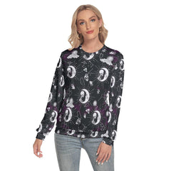 Gothic Skull Moon Slim Round Neck Sweatshirt - Wonder Skull