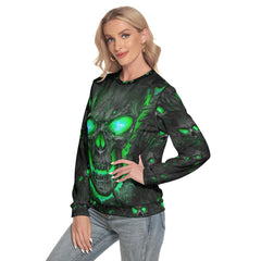 Green Skull Lava Slim Round Neck Sweatshirt - Wonder Skull