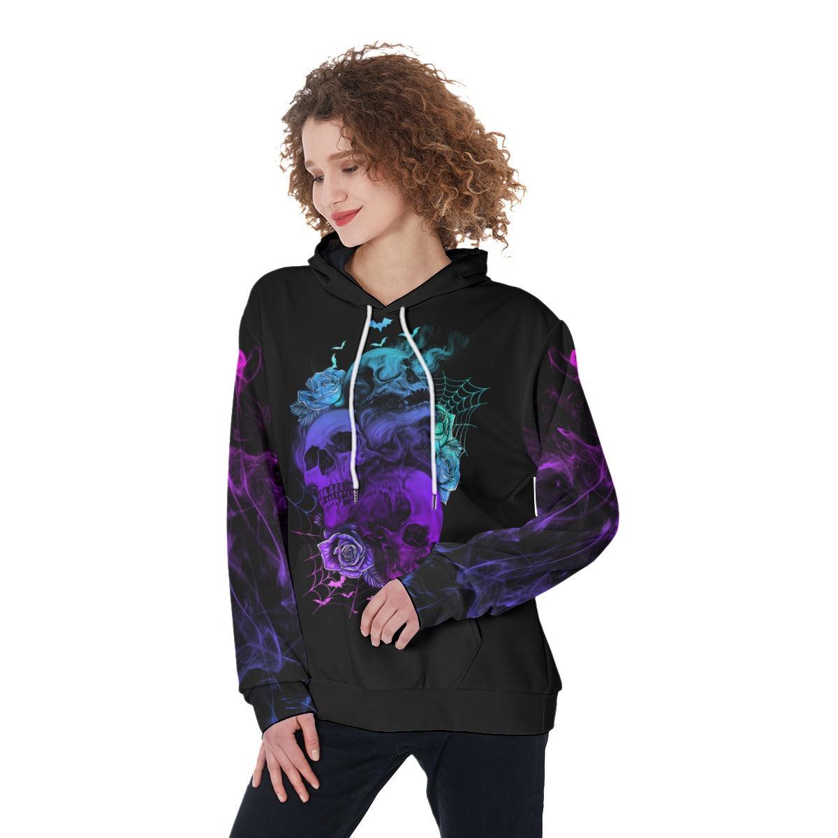 Stuck Between IDK IDC IDGAF Funny Hoodie For Women - Wonder Skull