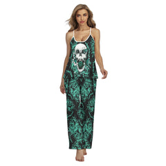 Green Skull Rose Cami Pajamas Sets For Women Sleepwears Combo - Wonder Skull