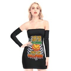 Since Last Halloween Off-shoulder Back Lace-up Dress - Wonder Skull