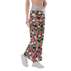 Flower Skull High-waisted Straight-leg Trousers - Wonder Skull