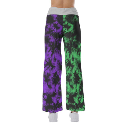 Sweet Dream Half Blue Purple High-waisted Wide Leg Pants - Wonder Skull