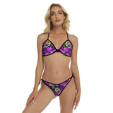 Solid Tiedye Green Purple Micro Triangle Bikini Swimsuit - Wonder Skull