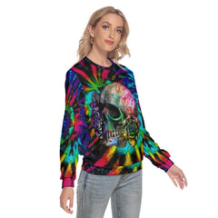 Tie Dye Skull Slim Round Neck Sweatshirt - Wonder Skull