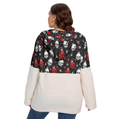 Skull Bauble Borg Fleece Hoodie With Half Zip - Wonder Skull