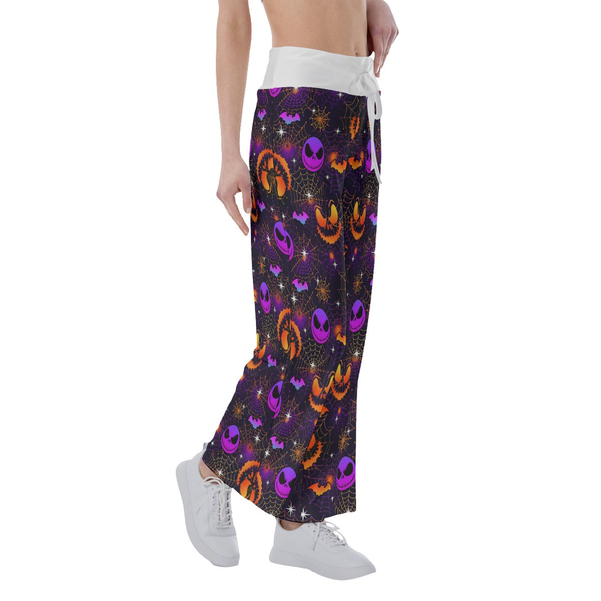 Gradient Purple Halloween Nightmare Women's High-waisted Wide Leg Pants | Wonder Skull