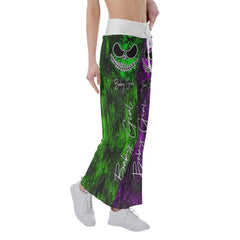 Double Block Purple Green Nightmare High-waisted Wide Leg Pants - Wonder Skull