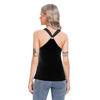Skull And Rose Viva Magenta V-Neck O Ring Tank Top - Wonder Skull