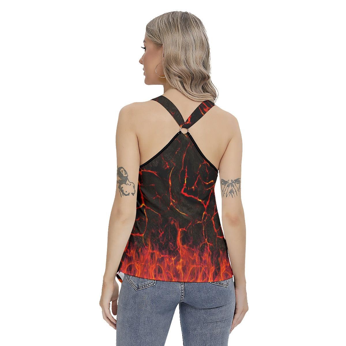 Crack Skull Gothic Women's Racing Tank Top With Irregular - Wonder Skull