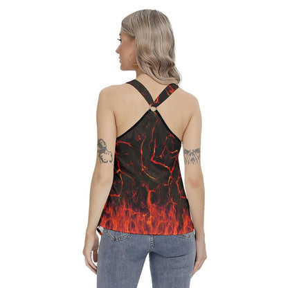 Crack Skull Gothic Women's Racing Tank Top With Irregular - Wonder Skull
