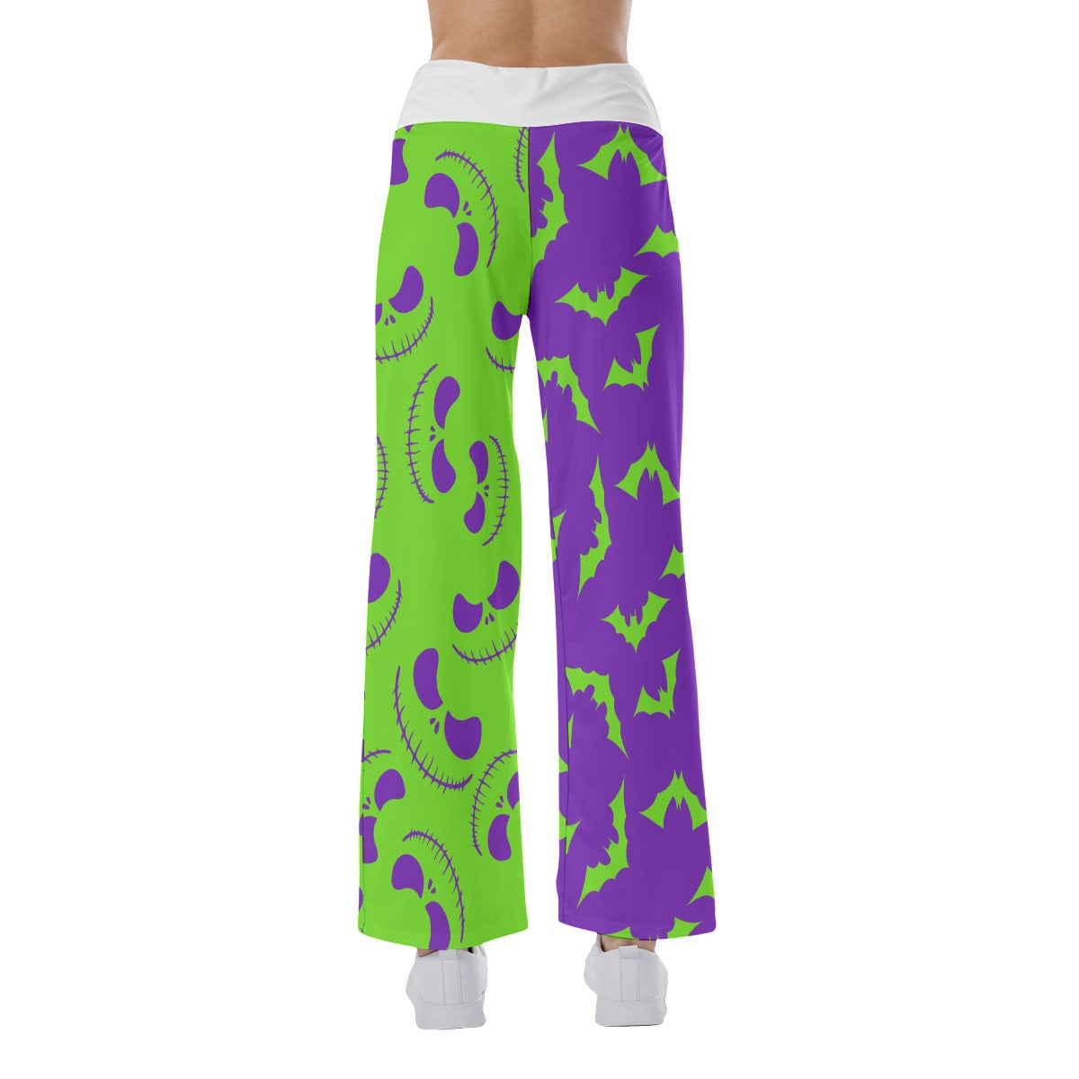 Purple Green Halloween Skull Nightmare Women's High-waisted Wide Leg Pants | Wonder Skull