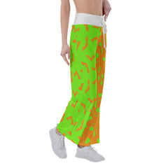 Orange Green Halloween Skull Nightmare Women's High-waisted Wide Leg Pants | Wonder Skull