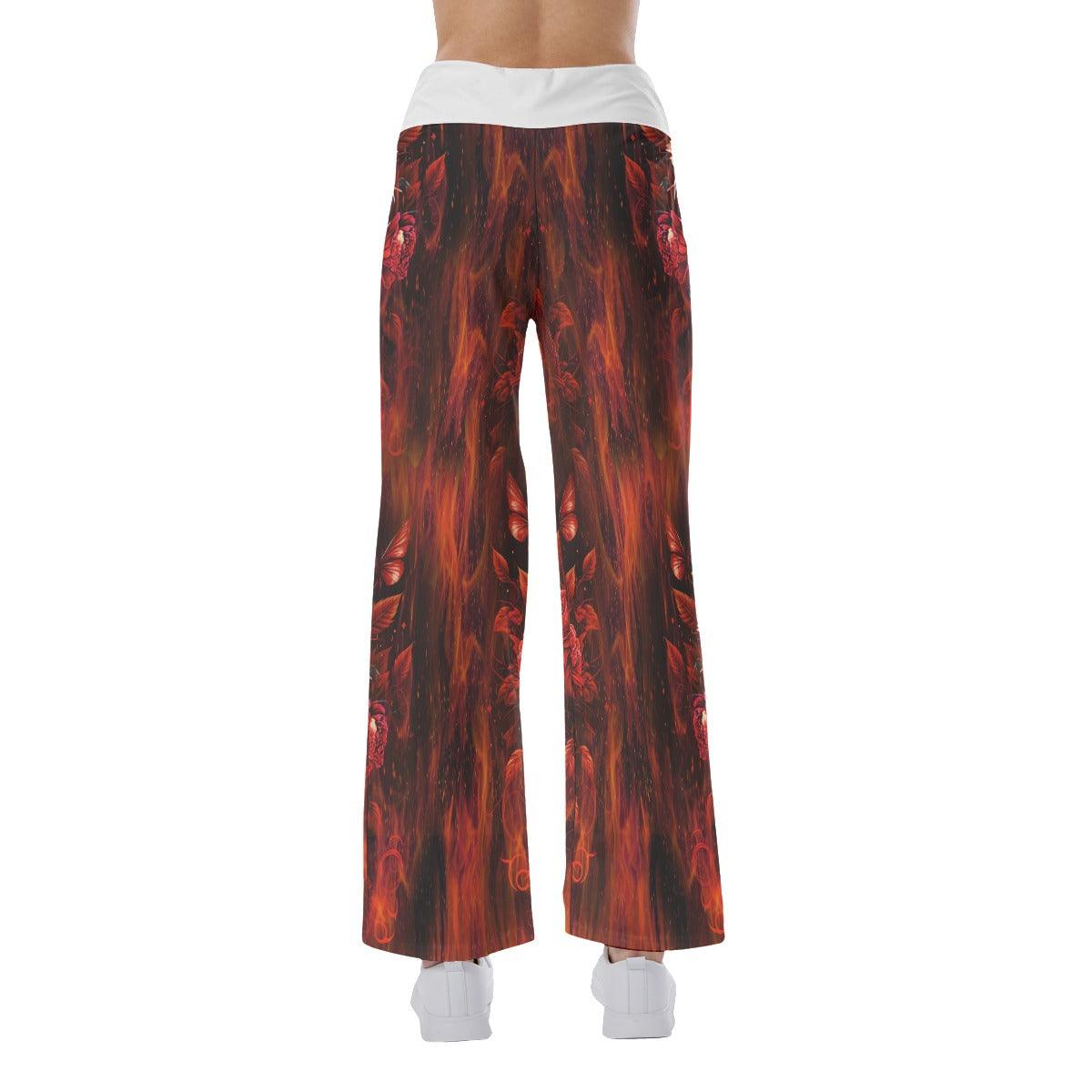 Fire Skull 3D High-waisted Wide Leg Pants - Wonder Skull
