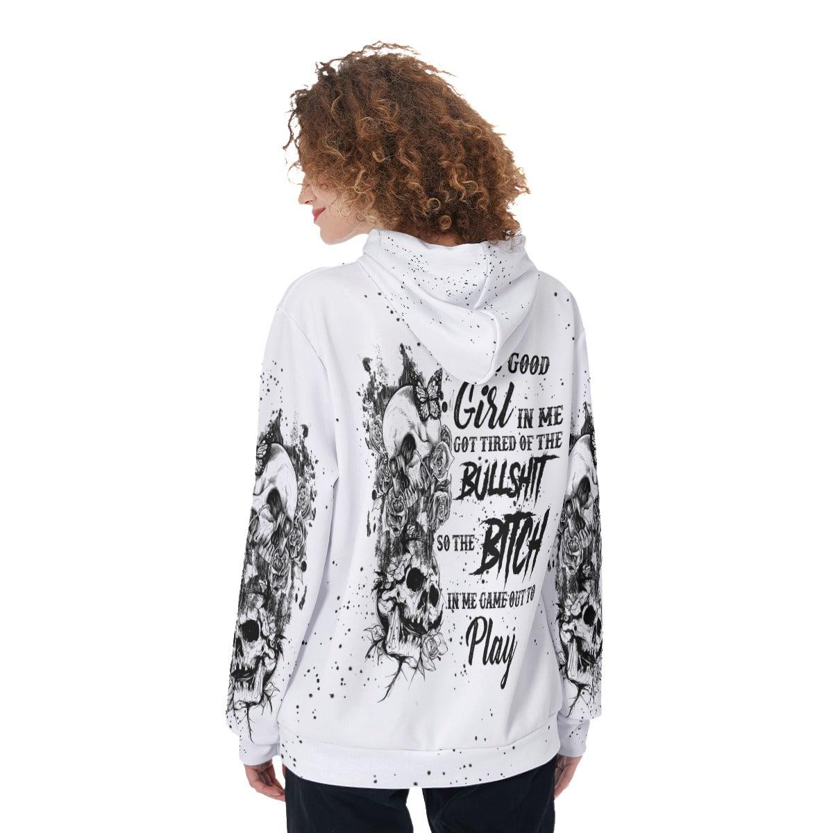 The Good Girl In Me Skull Flower Funny Hoodie For Women - Wonder Skull