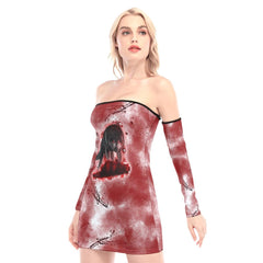 Bloodthirsty Wolf Off-shoulder Back Lace-up Dress - Wonder Skull