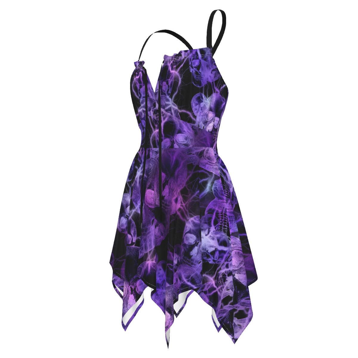 Skull Thunder Purple Pattern All-Over Print Women's Slip Dress - Wonder Skull