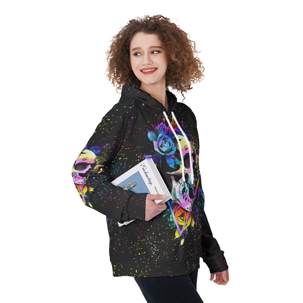 Warning This Tattooed Girl Colorful Skull Funny Hoodie For Women - Wonder Skull