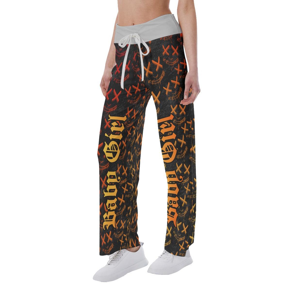 Baby Girl Face Smile Pattern High-waisted Straight-leg Trousers - Wonder Skull