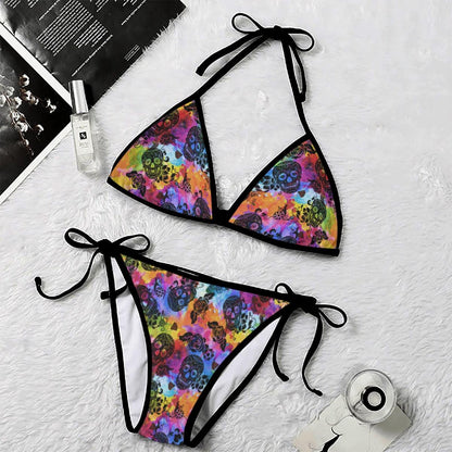 TieDye Pattern Skull Micro Triangle Bikini Swimsuit - Wonder Skull