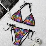 TieDye Pattern Skull Micro Triangle Bikini Swimsuit - Wonder Skull
