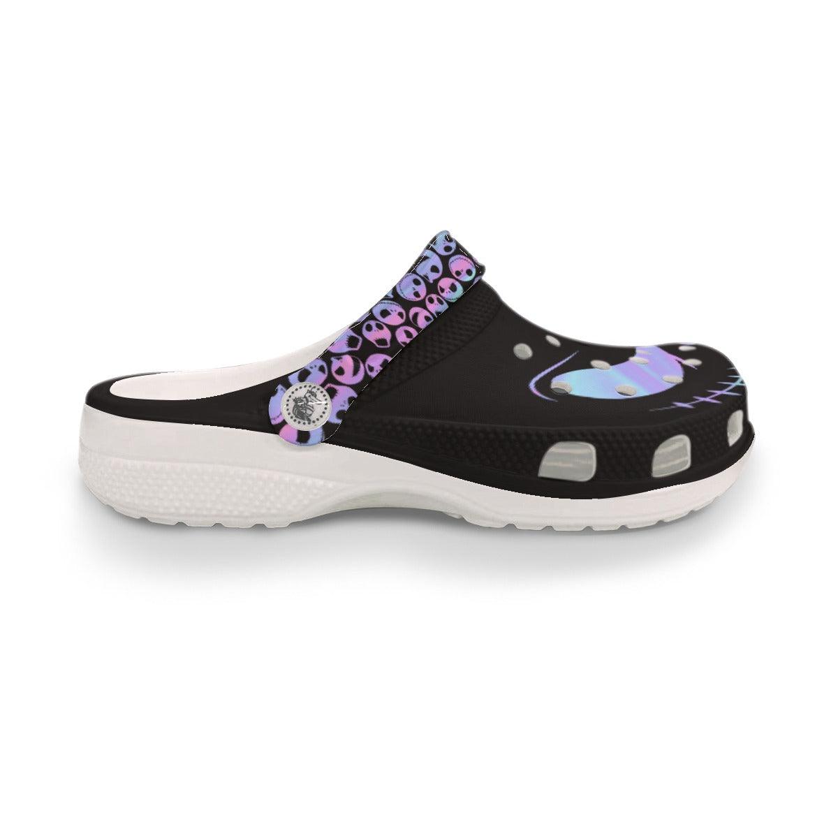 Black Nightmare All-Over Print Women's Classic Clogs - Wonder Skull