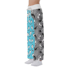 Blue Grey Nightmare Bat Women's High-waisted Wide Leg Pants | Wonder Skull