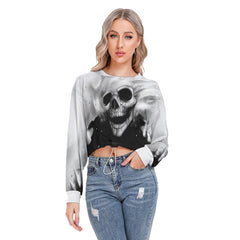 Skull Ghost Long Sleeve Sweatshirt With Hem Drawstring - Wonder Skull
