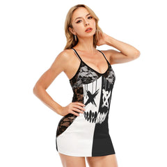 Psycho Emo Skull Black White Black Lace Sleepwears Babydol Dresses - Wonder Skull