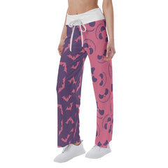 Pink Purple Halloween Skull Nightmare Women's High-waisted Wide Leg Pants | Wonder Skull