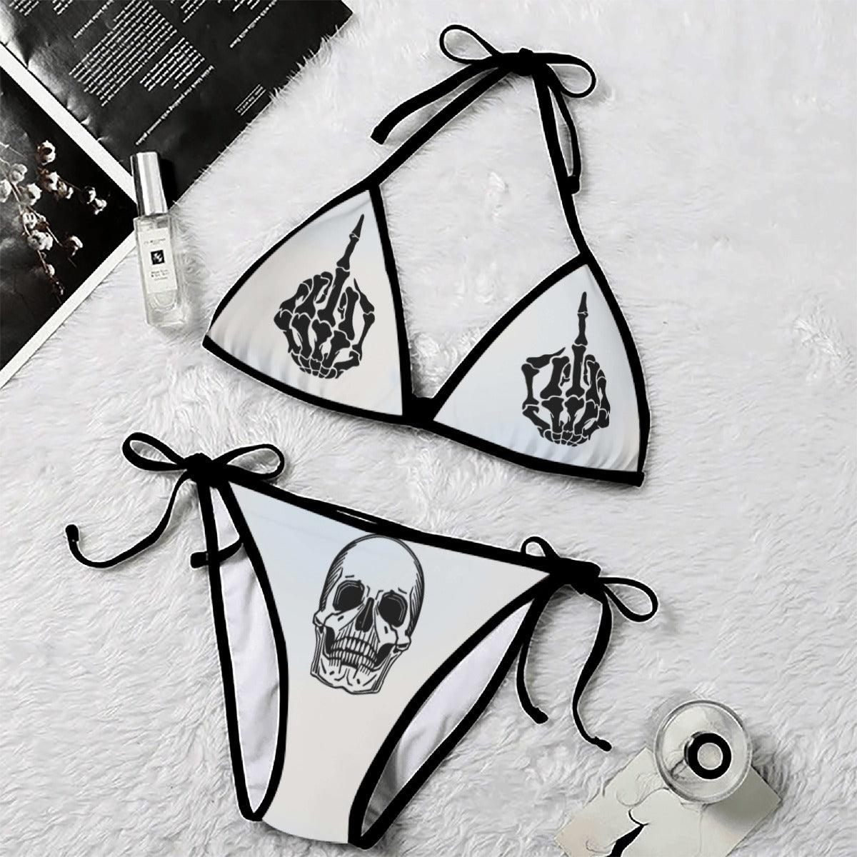 Funny Hand Skeleton Skull Art String Triangle Bikini - Wonder Skull