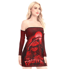 The Forgotten Path Pumpkin Off-shoulder Back Lace-up Dress - Wonder Skull