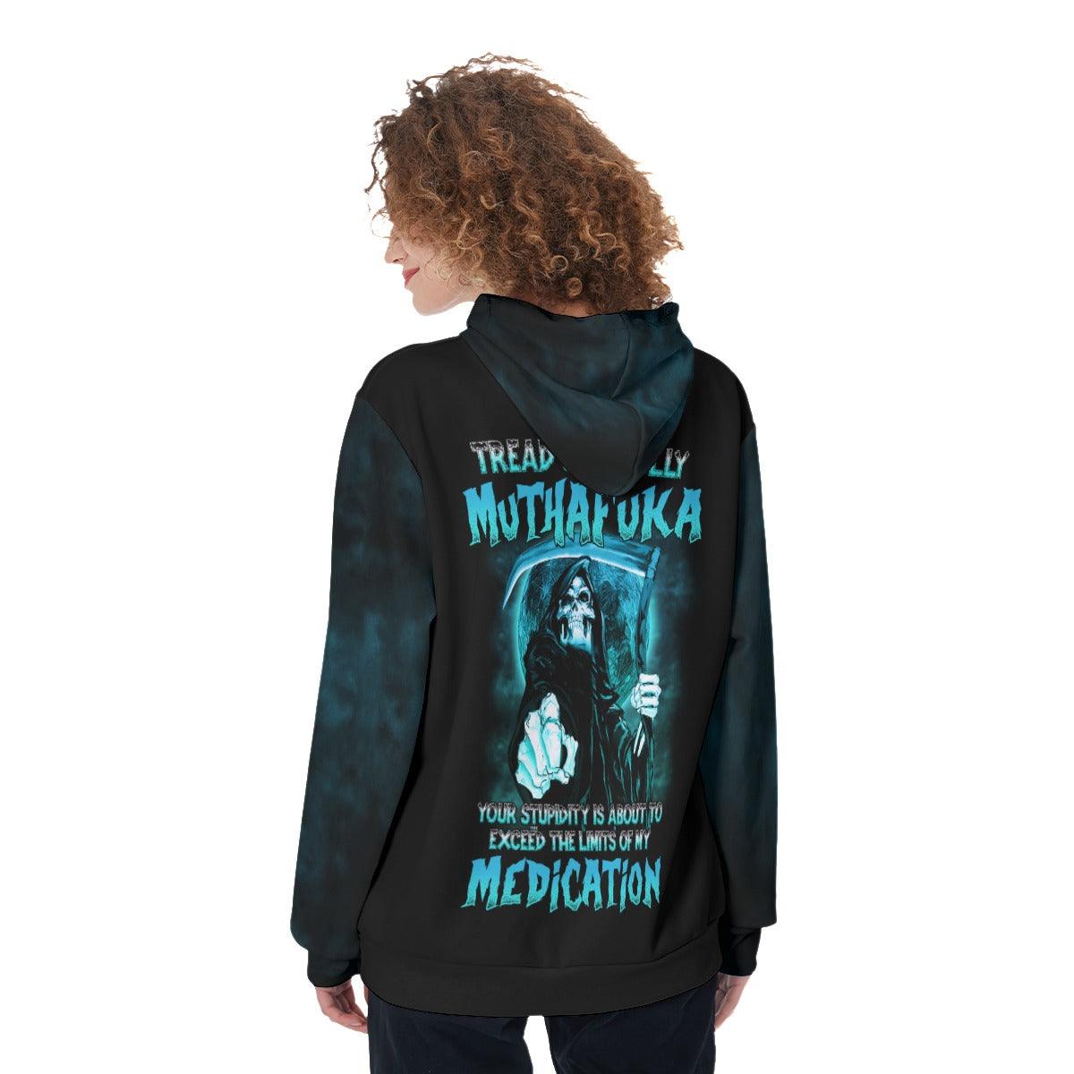 Tread Carefully Muthafuka Skull Funny Hoodie For Women  - Wonder Skull