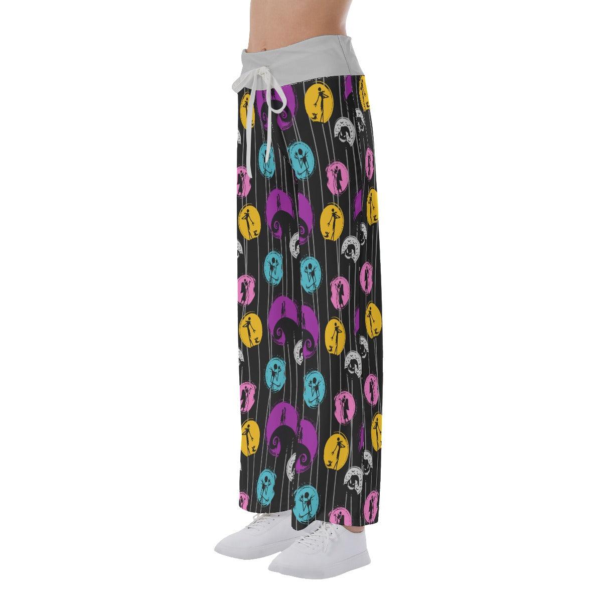 Black Circle Nightmare High-waisted Straight-leg Trousers - Wonder Skull
