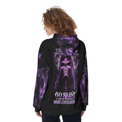 I Hate It When The Voice In My Head Violet Skull Funny Hoodie For Women - Wonder Skull