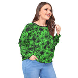 Green Thunder Skull Backless Sweatshirt With Bat Sleeve - Wonder Skull