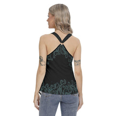 Horror Cat Racing Tank Top With Irregular Hem - Wonder Skull