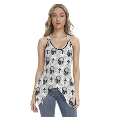 Cross Skull Pattern Women's Racing Tank Top - Wonder Skull