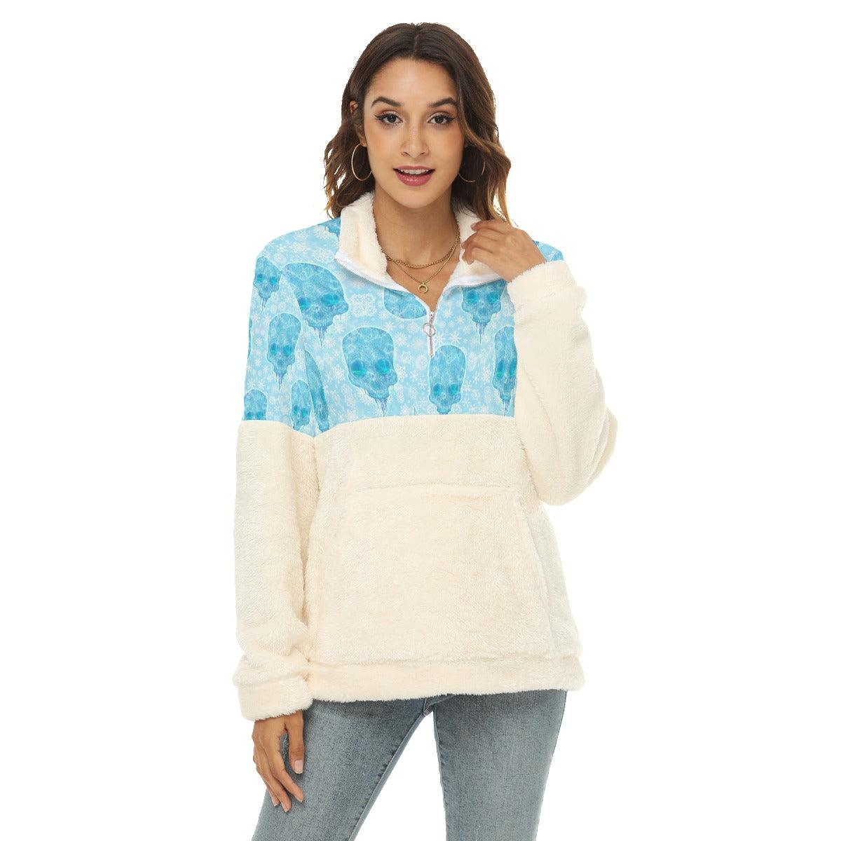 Winter Skull Fleece Sweatshirt With Half Zip - Wonder Skull