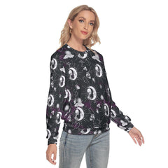 Gothic Skull Moon Slim Round Neck Sweatshirt - Wonder Skull