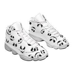 Nightmare Pattern Black White Women's Curved Basketball Shoes Sneaker - Wonder Skull